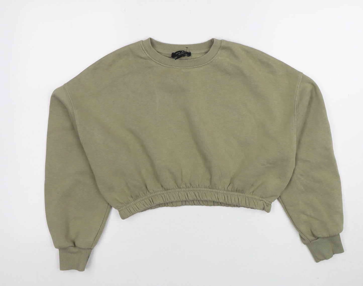 New Look Petite Womens Green Size 6 Cropped Pullover Sweatshirt