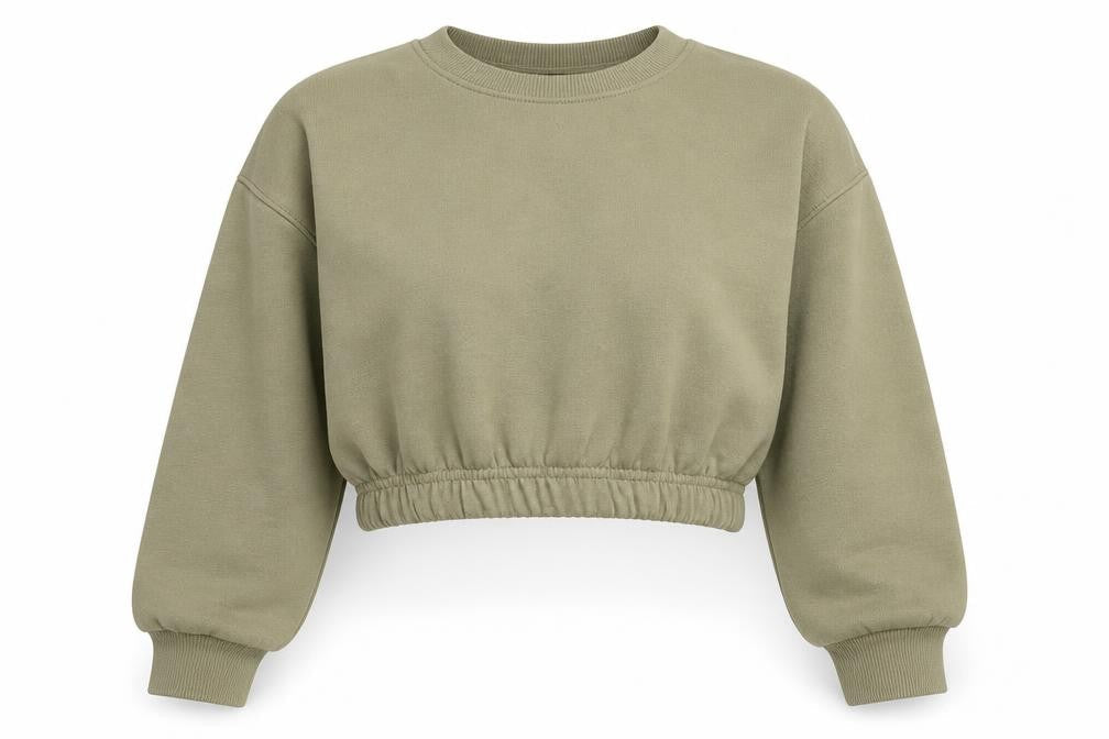 New Look Petite Womens Green Size 6 Cropped Pullover Sweatshirt