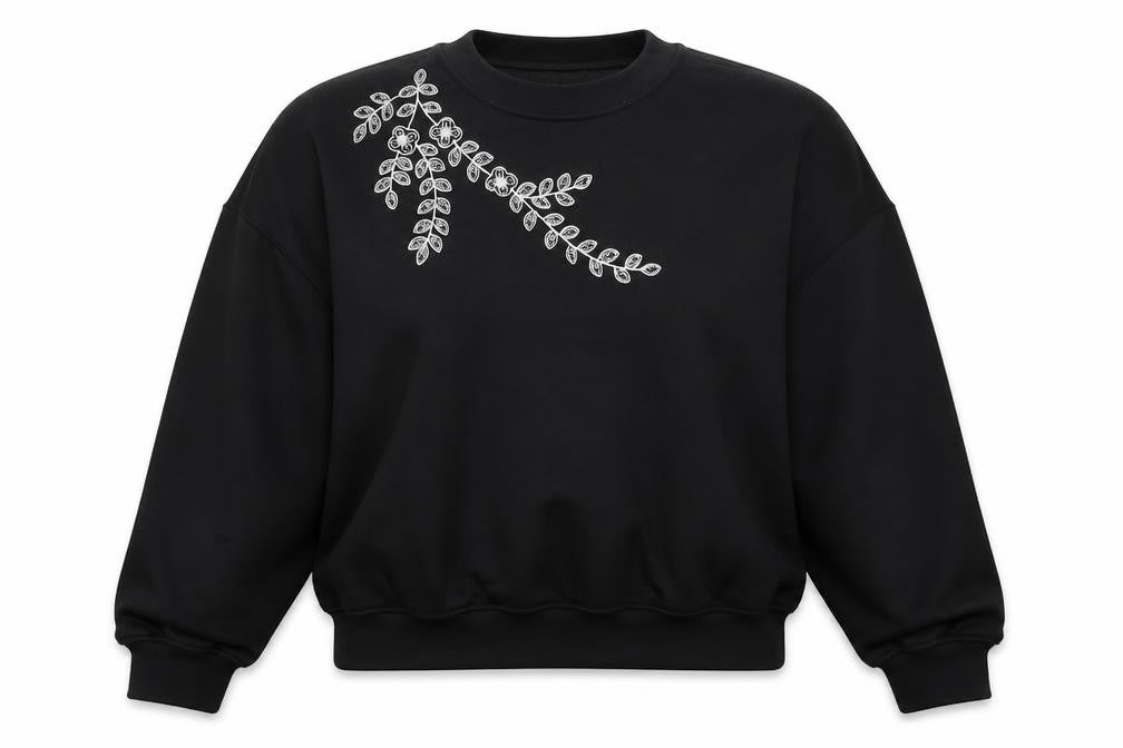 Marks and Spencer Womens Black Embroidered Pullover Sweatshirt S