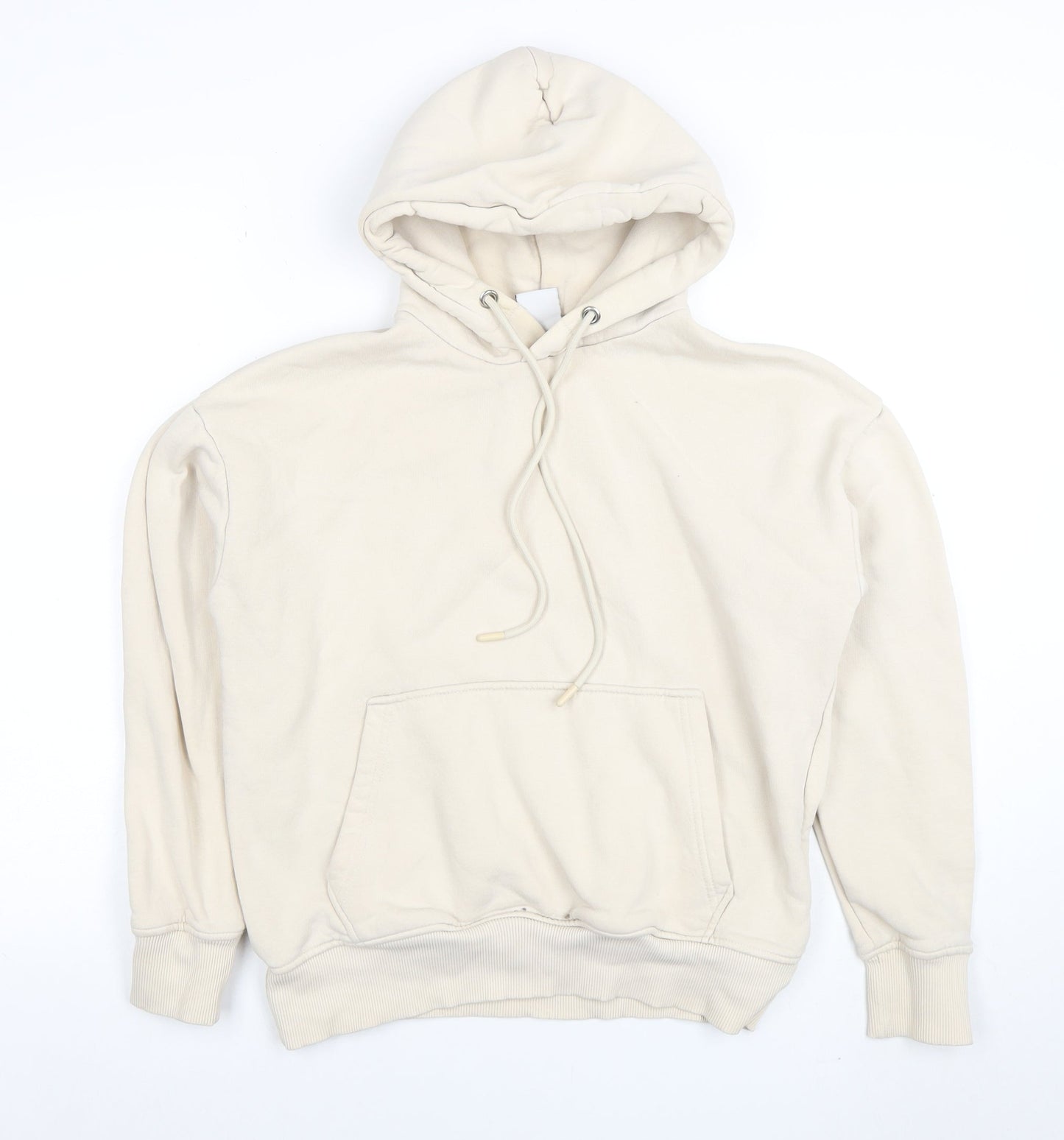 ZARA Women Beige Pullover Hoodie 65% Cotton 35% Polyester Size M
