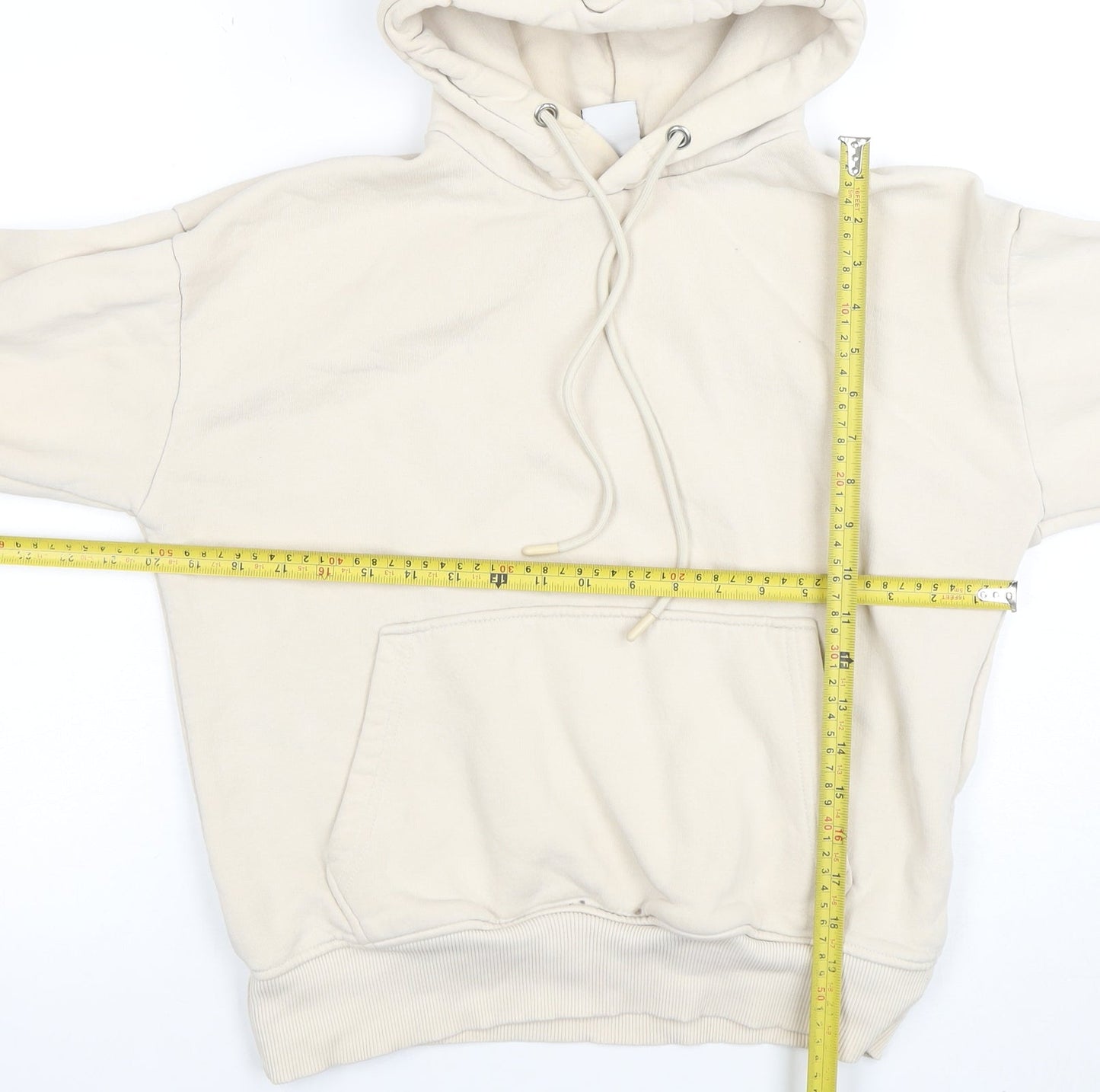 ZARA Women Beige Pullover Hoodie 65% Cotton 35% Polyester Size M