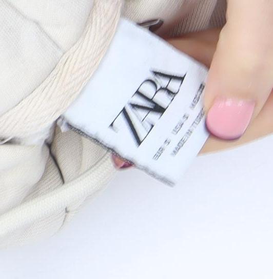 ZARA Women Beige Pullover Hoodie 65% Cotton 35% Polyester Size M