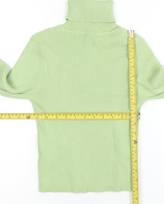 SHEIN Womens Green Roll Neck Ribbed Knit Long Sleeve Top Size 10