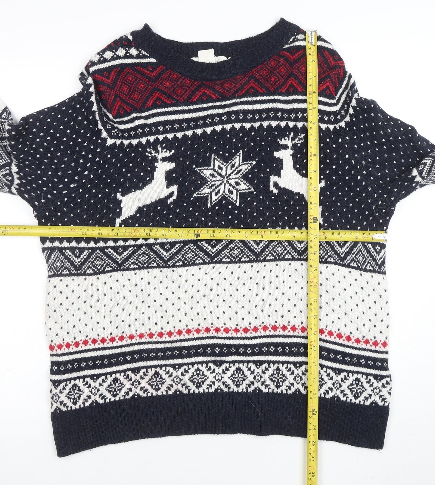 LO.G.G. Men's Blue Fair Isle Wool Blend Christmas Jumper L
