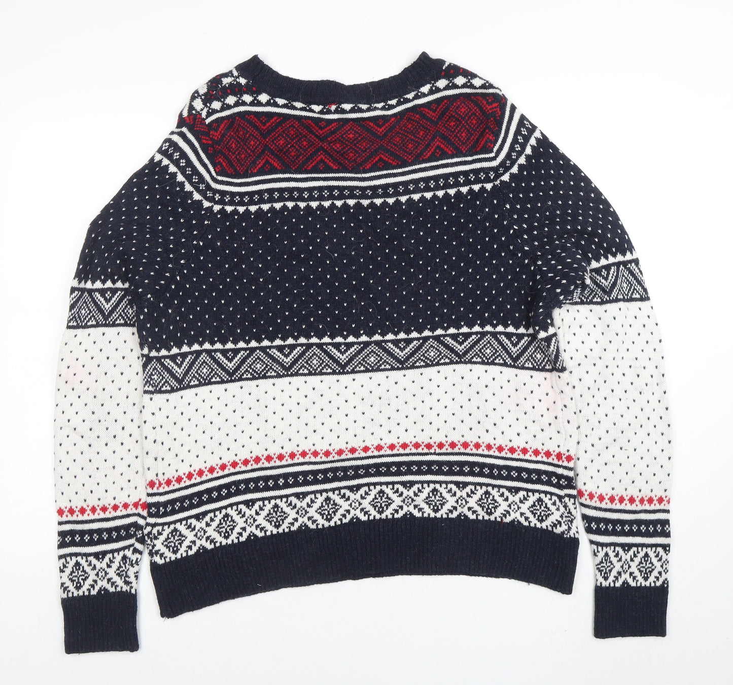 LO.G.G. Men's Blue Fair Isle Wool Blend Christmas Jumper L