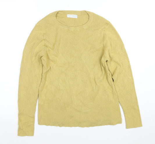 Primark Women's Beige XL Ribbed Crew Neck Long Sleeve Pullover Jumper