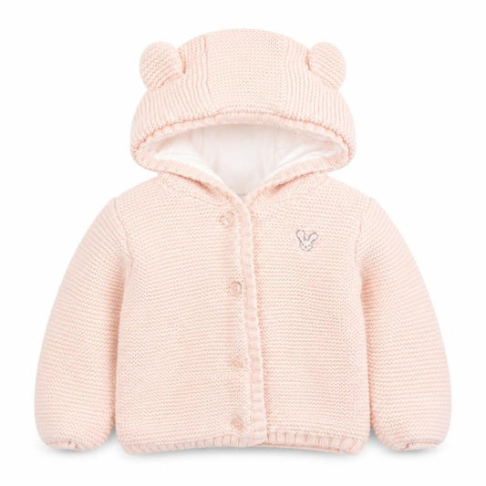 Very Pink Knitted Hooded Cardigan 9-12 Months Unisex Baby Cotton Lined