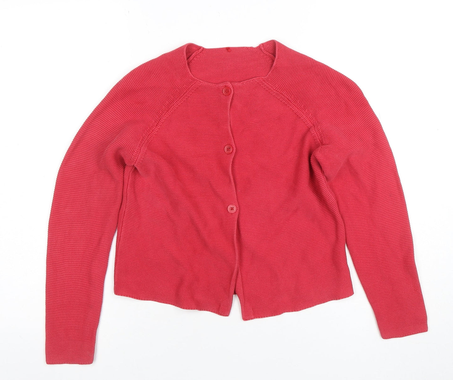 George Girls Red Cotton Button Up Cardigan 8-9 Years Long Sleeve Knit Jumper