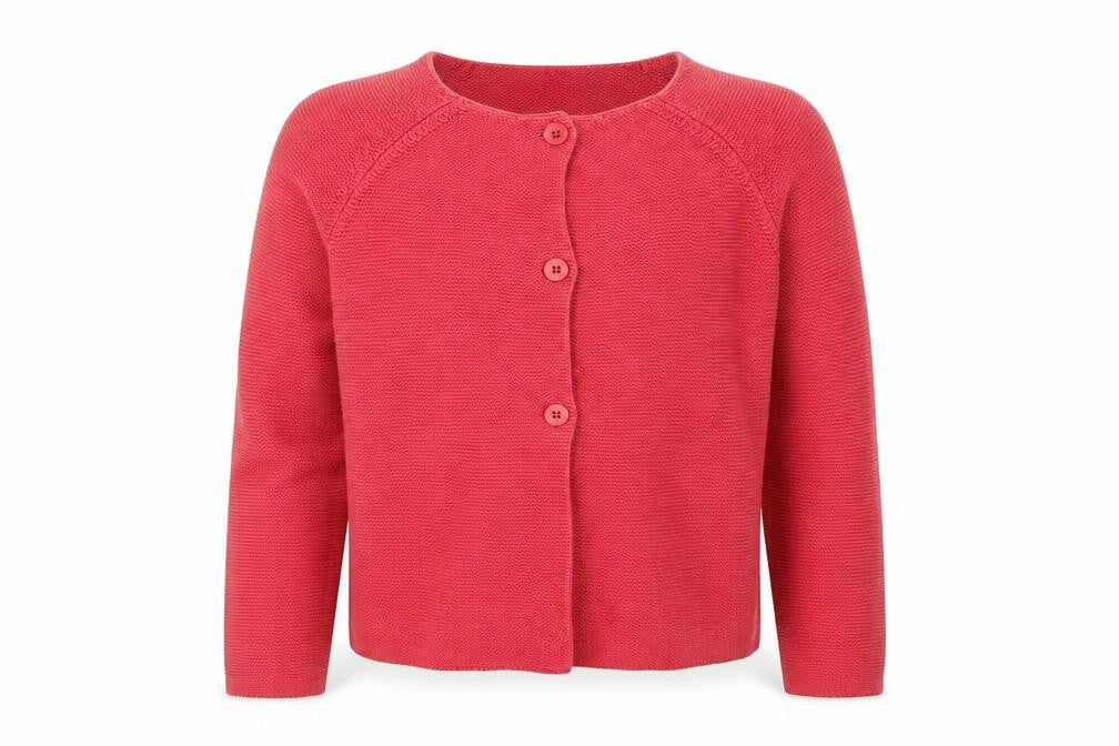 George Girls Red Cotton Button Up Cardigan 8-9 Years Long Sleeve Knit Jumper