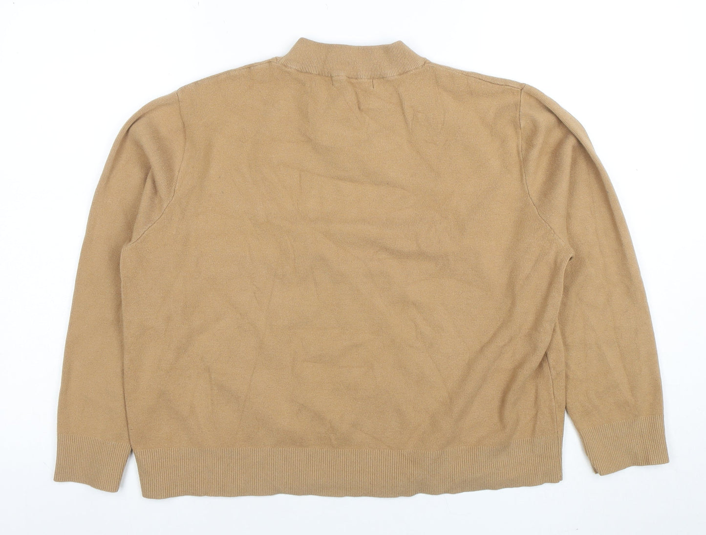 MNG Womens Beige Mock Neck Long Sleeve Knit Pullover Jumper Size L