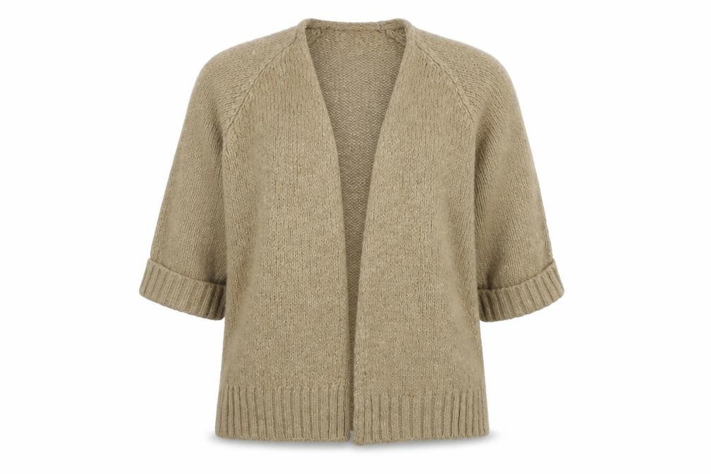 Zara Women Beige Chunky-Knit Open Cardigan M Relaxed Fit