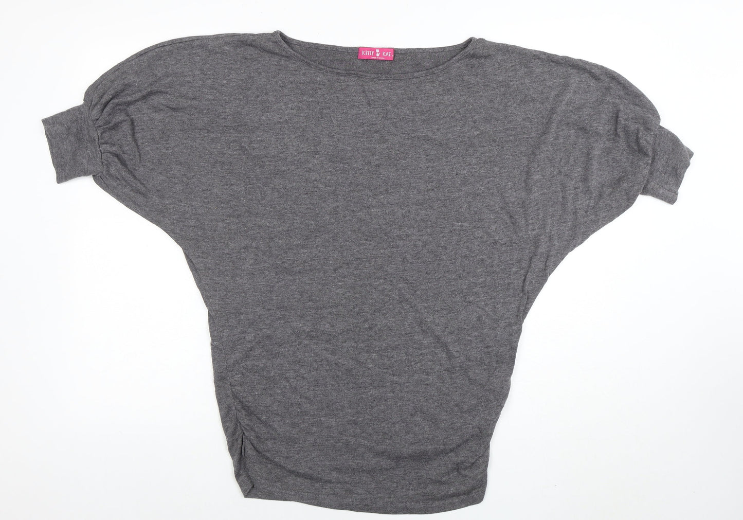 Kitty Kat Women’s Grey Relaxed Fit Dolman Sleeve T-Shirt Size 10