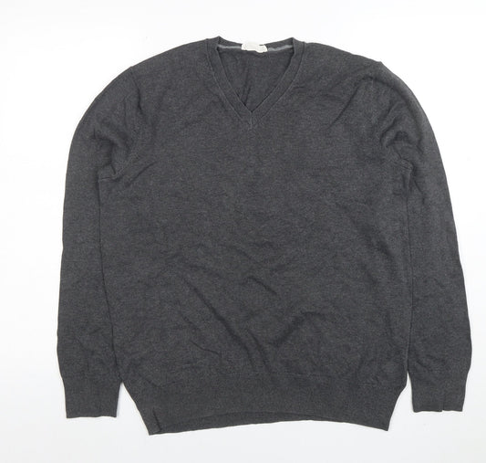 Gap Men’s Grey V-Neck Cotton Pullover Jumper M
