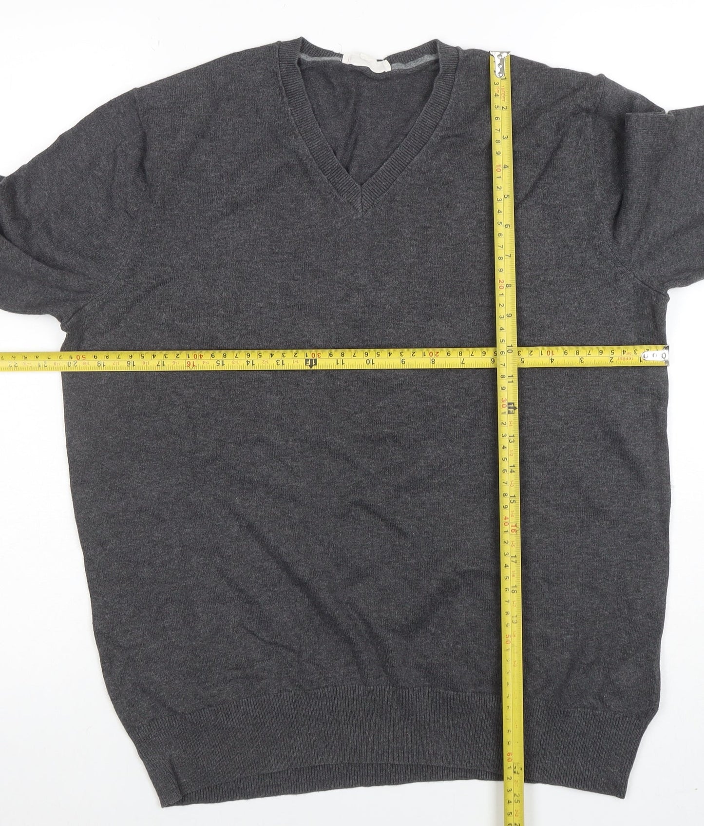 Gap Men’s Grey V-Neck Cotton Pullover Jumper M