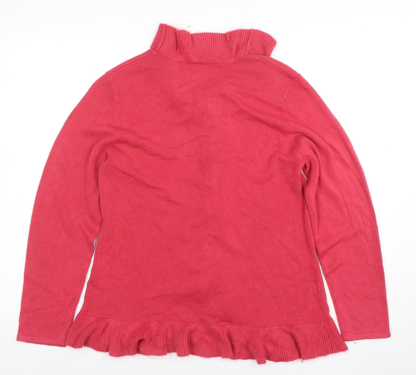 Classics Women’s Pink Ruffle Front Acrylic Knit Cardigan Size 12