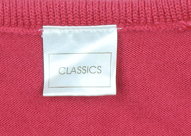Classics Women’s Pink Ruffle Front Acrylic Knit Cardigan Size 12