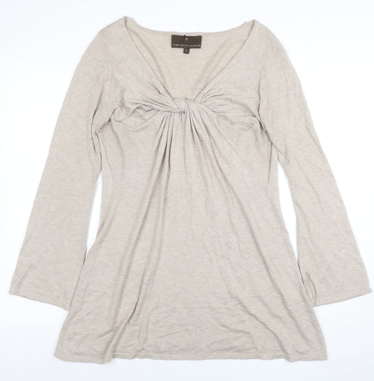 Fenn Wright Manson Womens Beige Size 12 V-Neck Long Sleeve Wool Blend Jumper