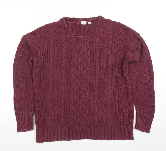 GAP Womens Red Cable-Knit Cotton Jumper Size M