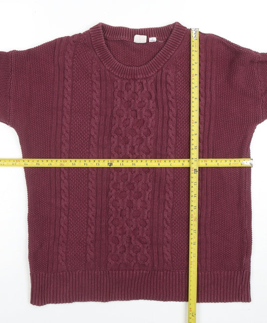 GAP Womens Red Cable-Knit Cotton Jumper Size M
