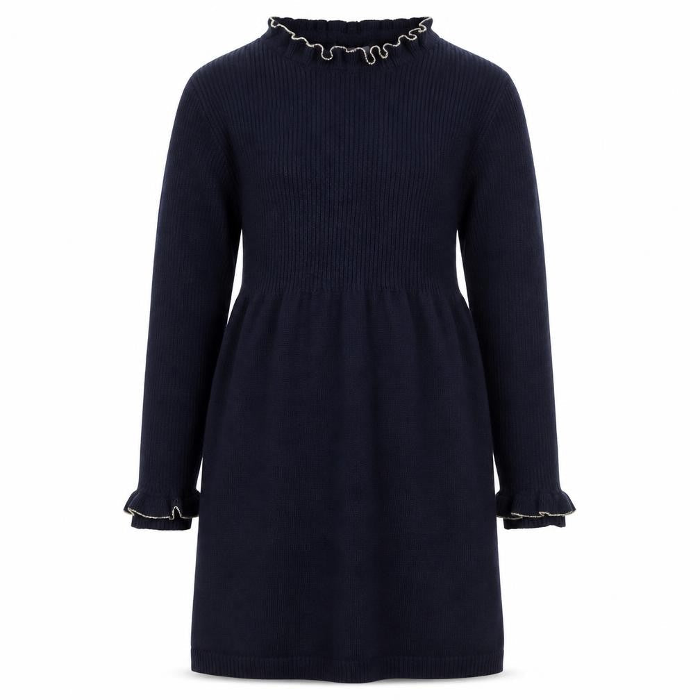 Primark Girls Blue Knit Long Sleeve Sweater Dress 6-7 Years