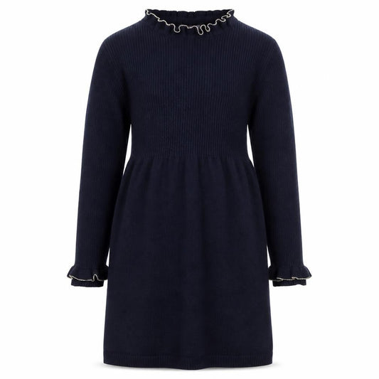 Primark Girls Blue Knit Long Sleeve Sweater Dress 6-7 Years