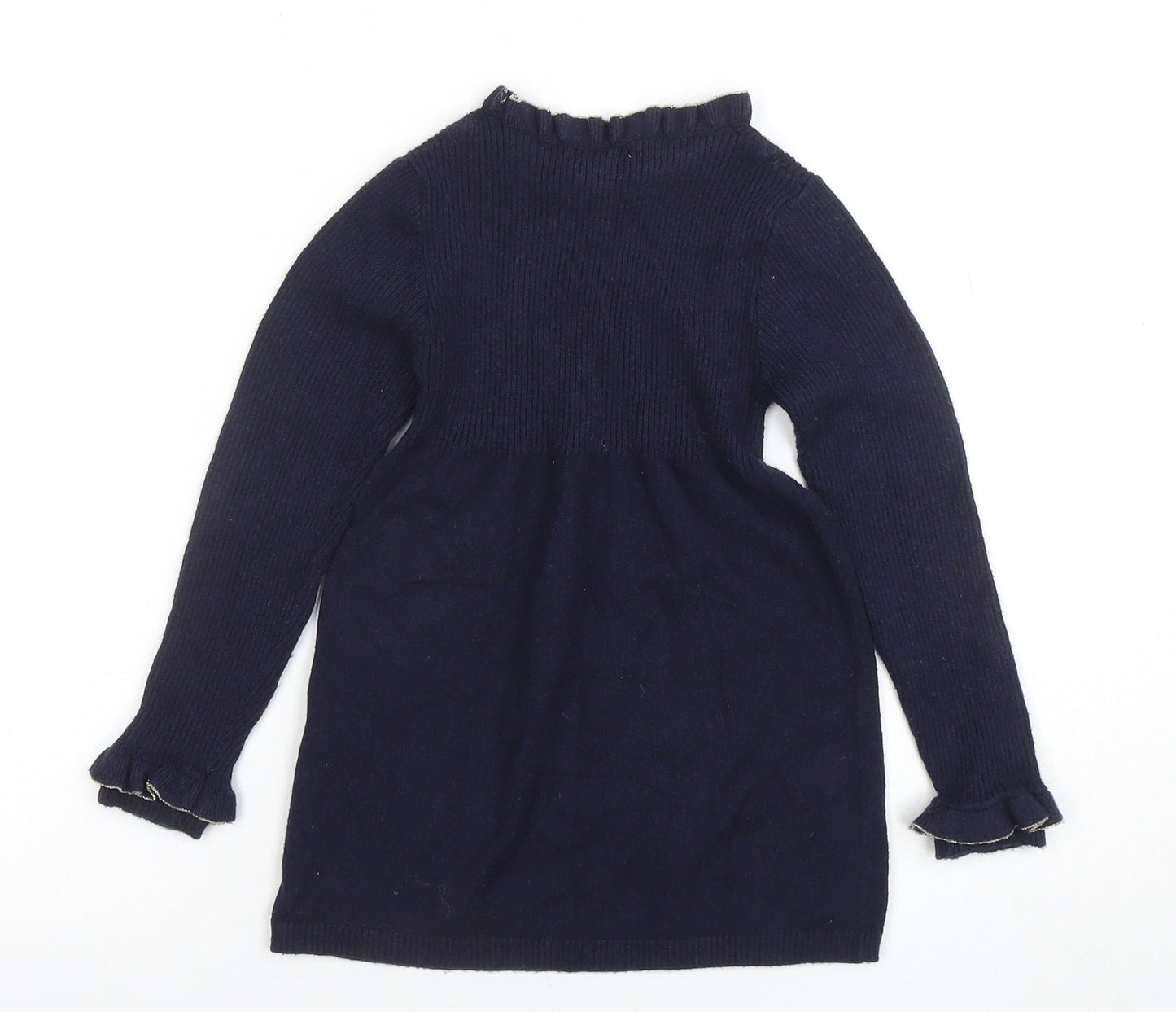 Primark Girls Blue Knit Long Sleeve Sweater Dress 6-7 Years