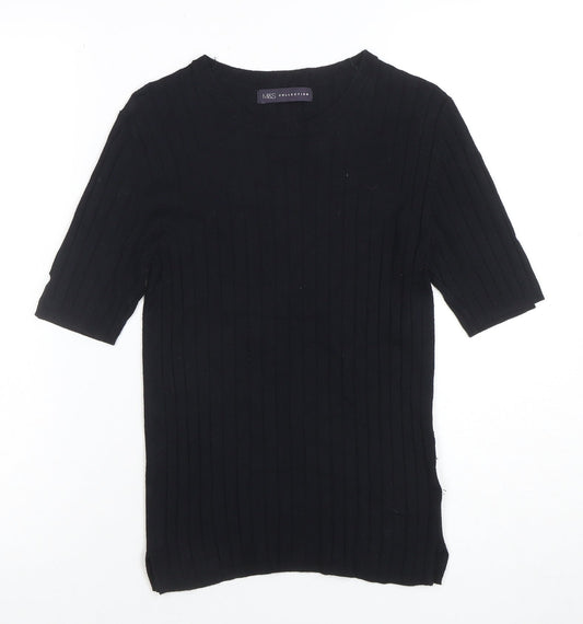 Marks and Spencer Women’s Black Ribbed Knit Short Sleeve Top Size 10
