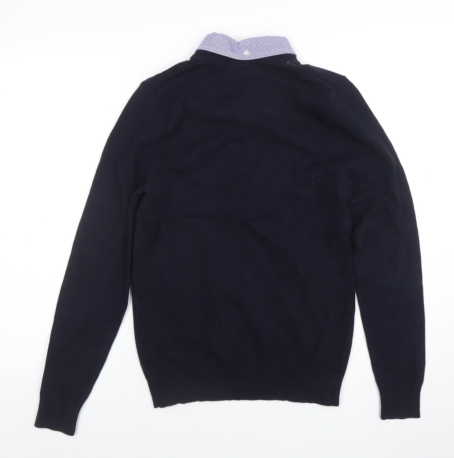 Next Men's Blue V-Neck Cotton Pullover Jumper XS