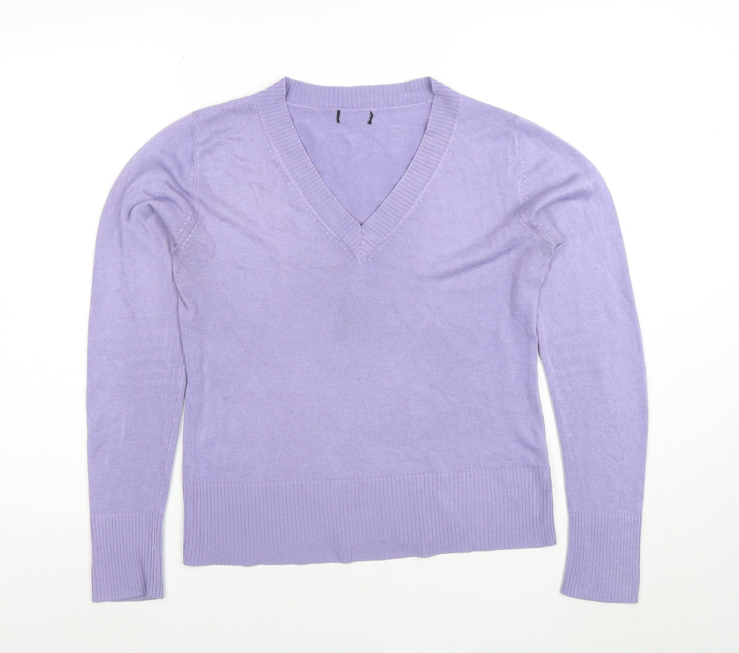 F&F Women Purple Acrylic V-Neck Long Sleeve Jumper Size 12