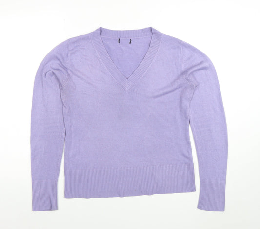 F&F Women Purple Acrylic V-Neck Long Sleeve Jumper Size 12