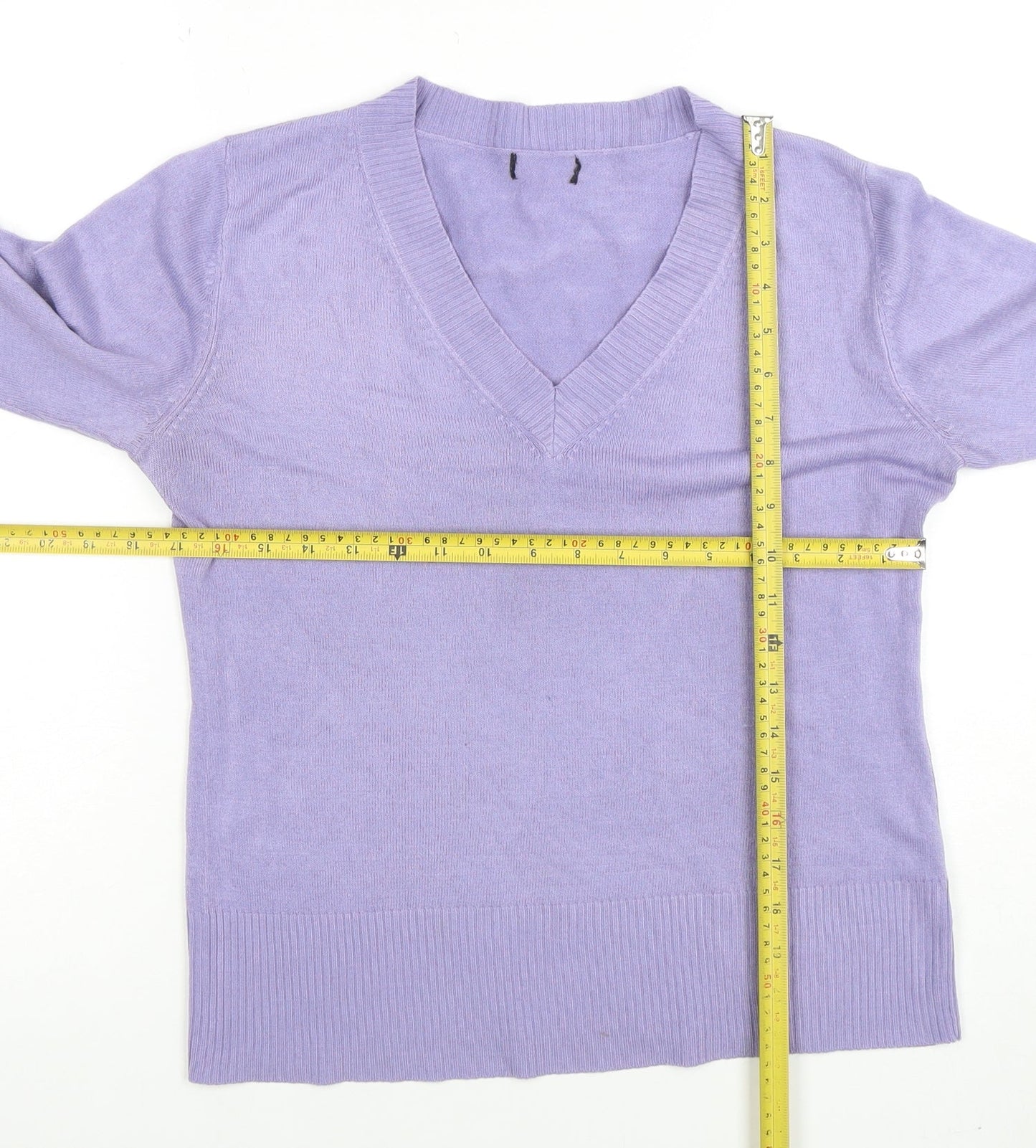 F&F Women Purple Acrylic V-Neck Long Sleeve Jumper Size 12