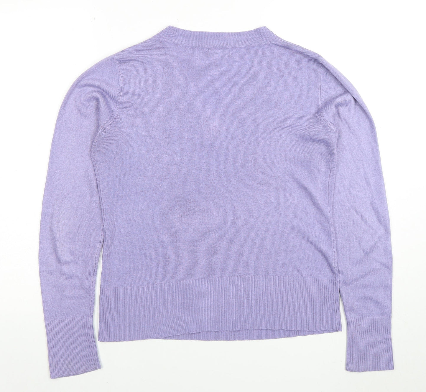 F&F Women Purple Acrylic V-Neck Long Sleeve Jumper Size 12