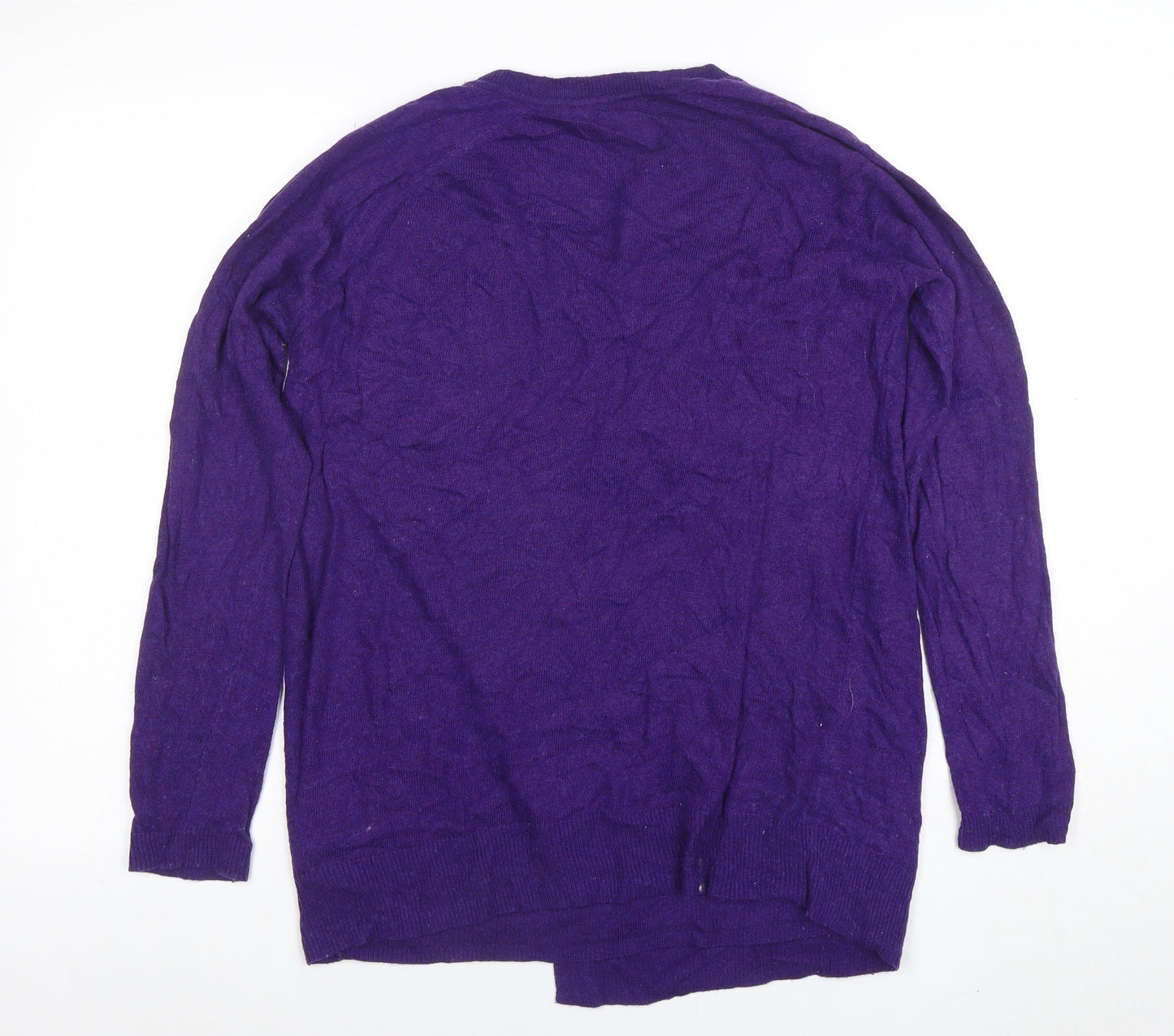 Marks and Spencer Women Purple V-Neck Long Sleeve Cotton Cashmere Jumper Size 12