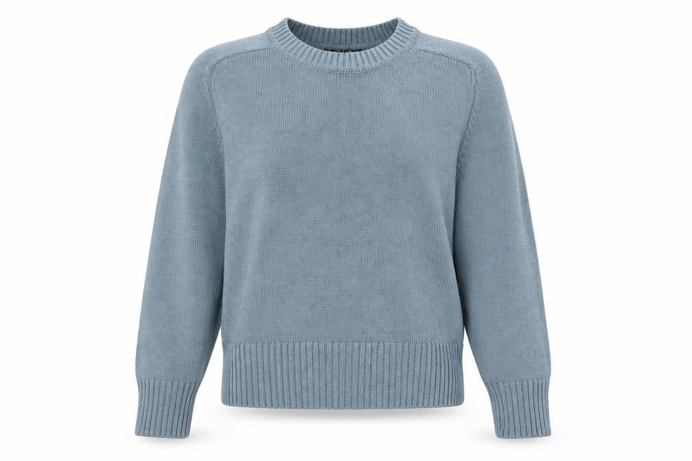 Dunnes Women Pale Green Blue Cotton Knit Crew Neck Jumper Size S