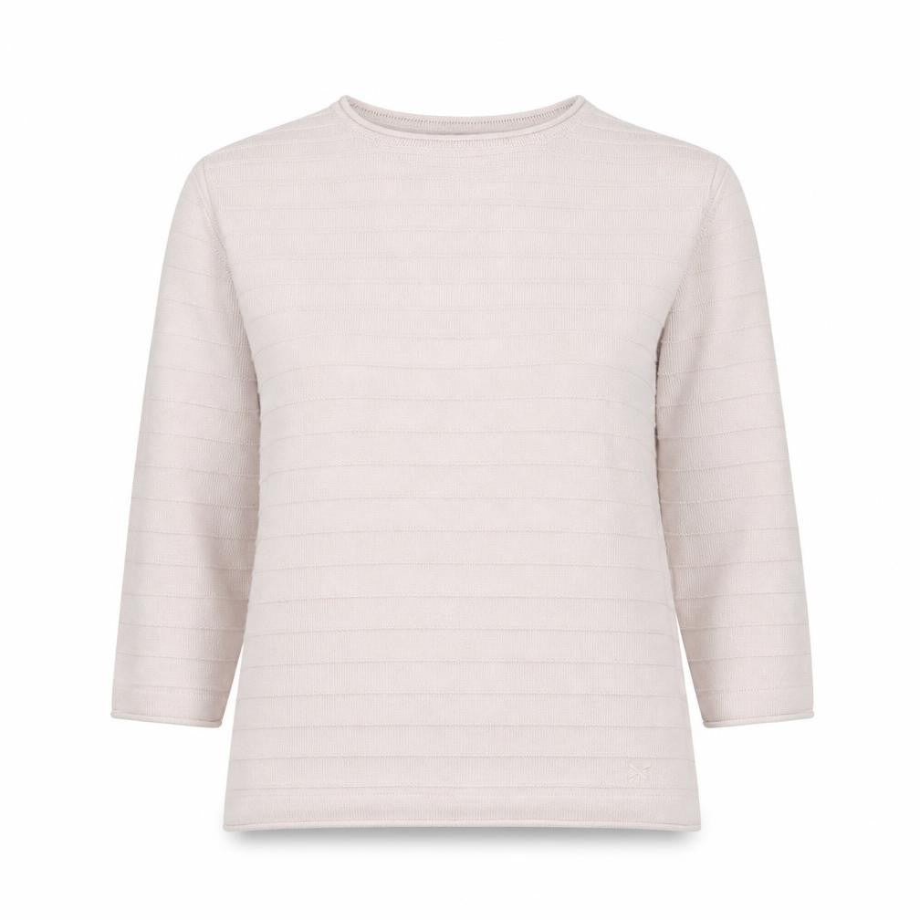 Front view of Crew Clothing Women Beige Knit Jumper, size 14, Cotton Blend