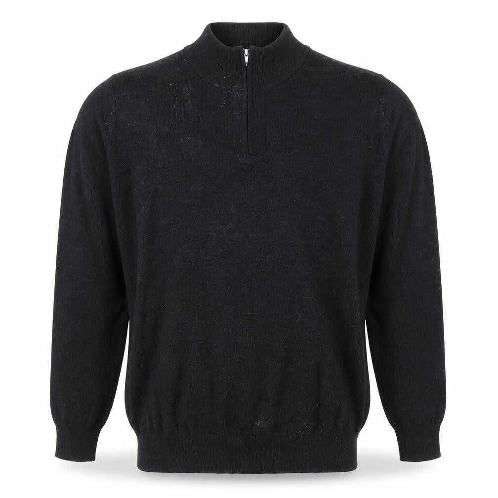 Marks and Spencer Men's Black L 1/2 Zip Wool Blend Jumper