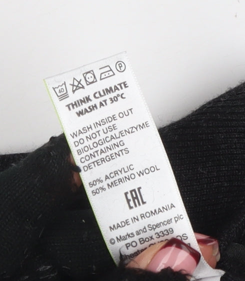 Marks and Spencer Men's Black L 1/2 Zip Wool Blend Jumper