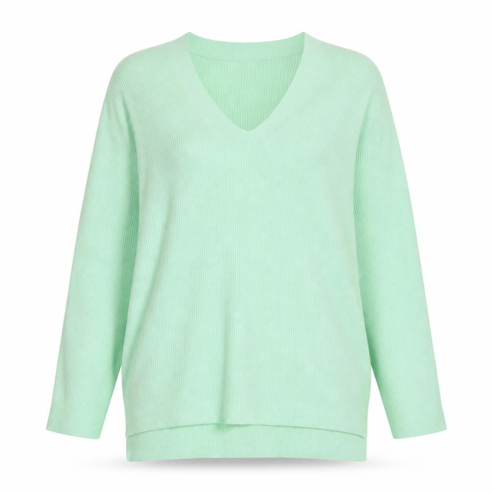 Marks and Spencer Women's Mint Green V-Neck Long Sleeve Jumper Size 12