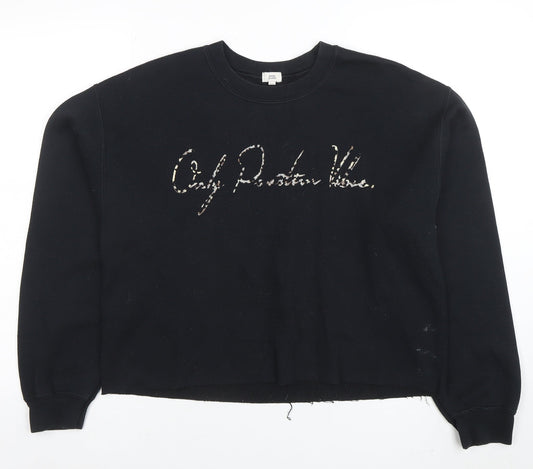 River Island Womens Black S Pullover Sweatshirt with Logo