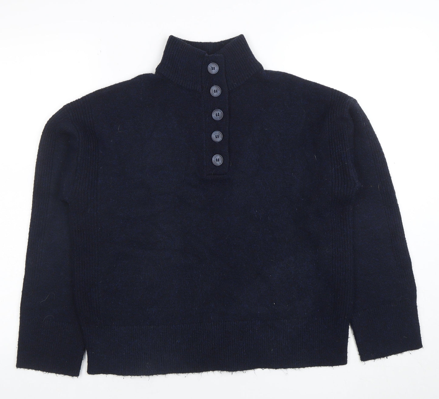 New Look Women’s Navy High Neck Button Henley Jumper Size S