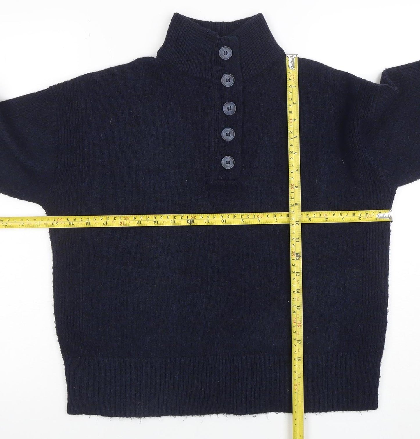 New Look Women’s Navy High Neck Button Henley Jumper Size S