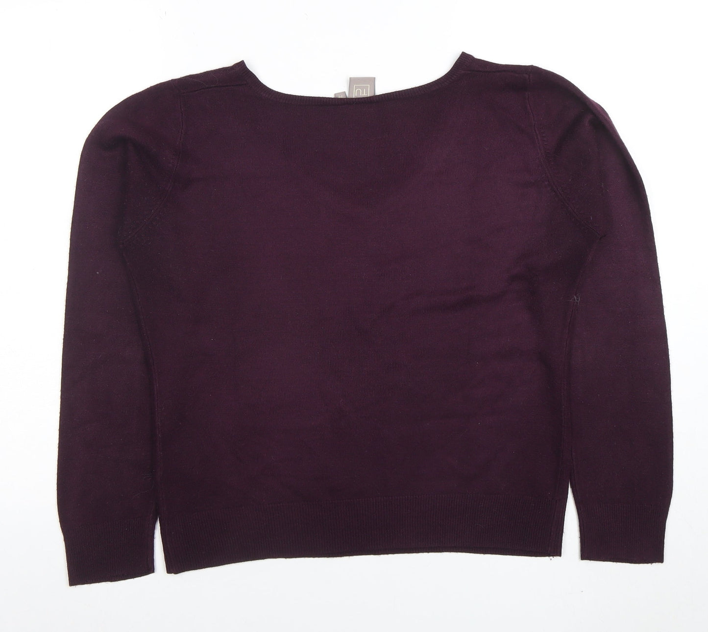 TU Women’s Purple V-Neck Acrylic Knit Jumper Size 14