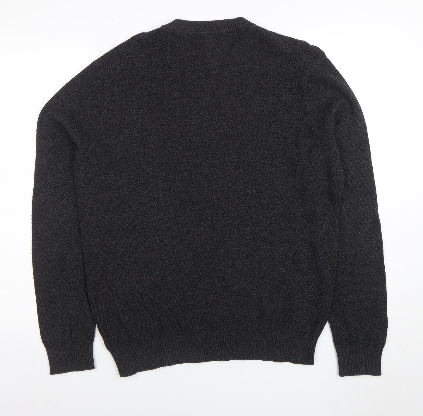 George Men’s Black Cotton Crew Neck Jumper Size L Regular Fit