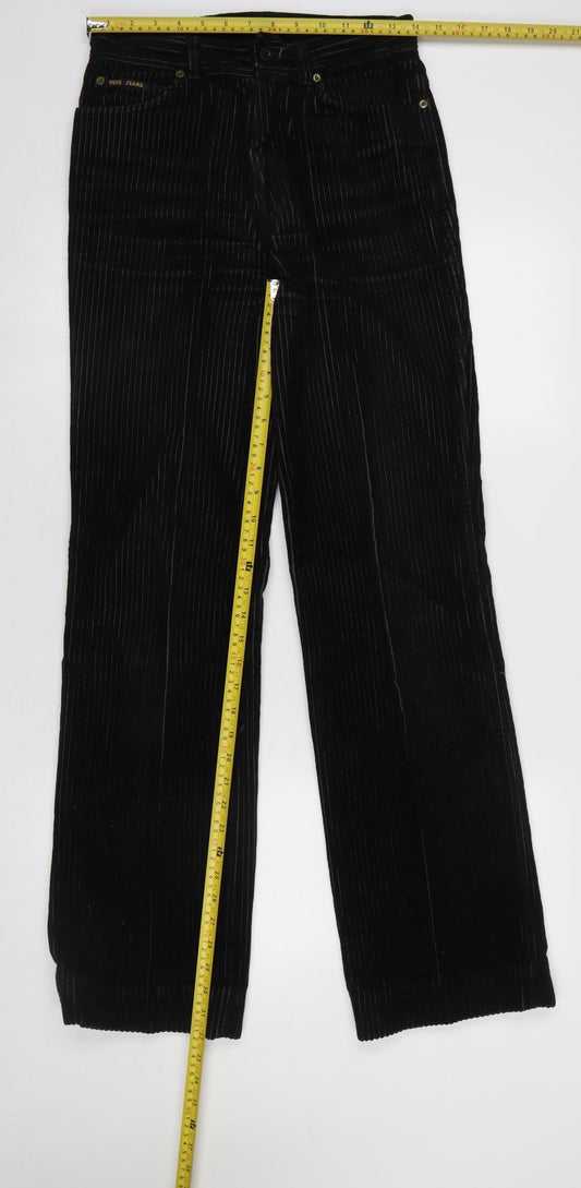 Pepe Jeans Womens Black Corduroy Straight Leg Trousers Size 30