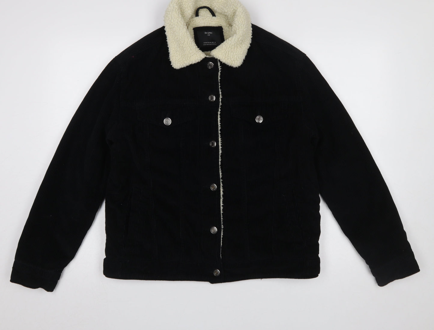 Bershka Women's Black Corduroy Sherpa Lined Jacket Size 12