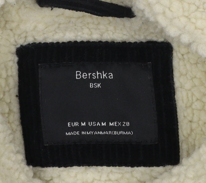 Bershka Women's Black Corduroy Sherpa Lined Jacket Size 12
