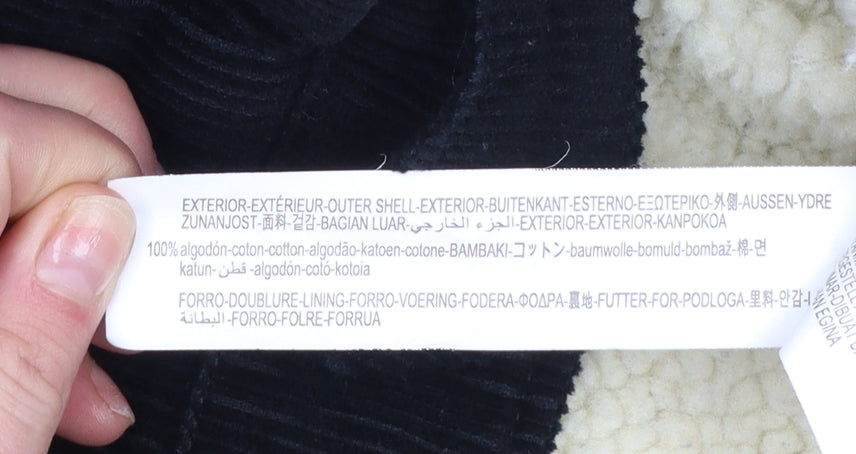 Bershka Women's Black Corduroy Sherpa Lined Jacket Size 12
