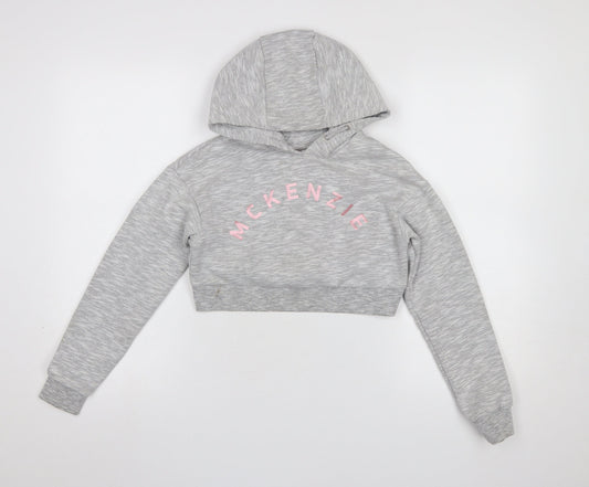 McKenzie Girls Grey Hooded Cropped Pullover Hoodie 10-12 Years