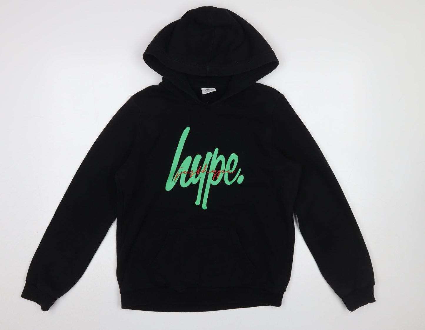 Hype Boys Black 14 Years Pullover Hoodie Graphic Print Cotton Blend