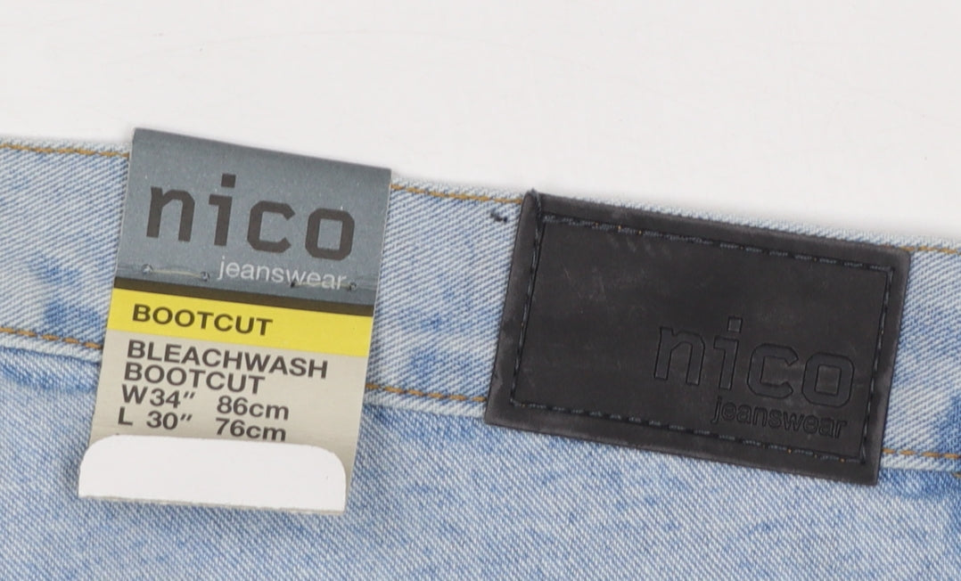 Nico Jeanswear Men's Blue Bootcut Denim Jeans W34S L30 100% Cotton